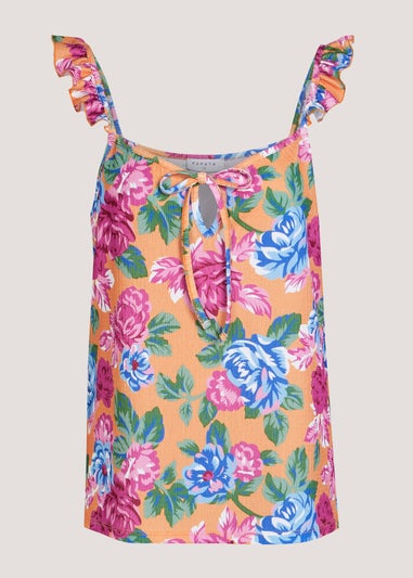 Floral Frill Strap Vest Top