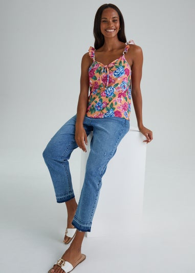 Floral Frill Strap Vest Top