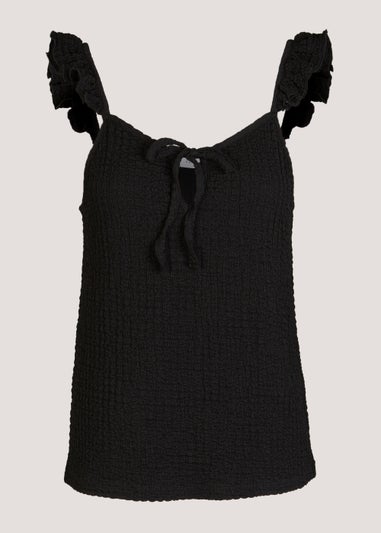 Black Frill Strap Vest Top