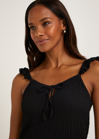 Black Frill Strap Vest Top