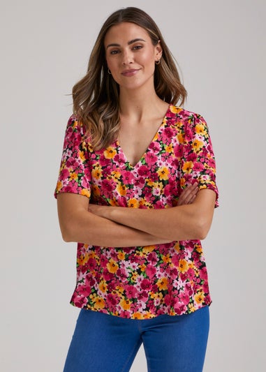 Pink Floral Print Top