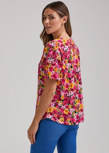 Pink Floral Print Top