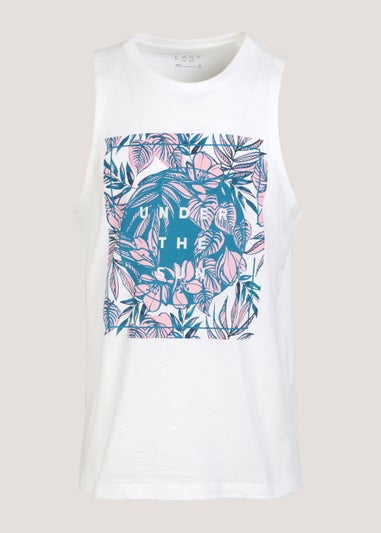 White Palm Print Textured Vest