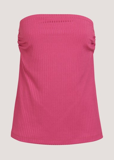 Pink Ribbed Boob Tube