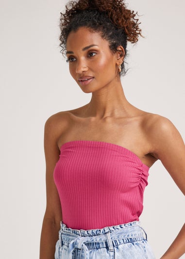 Pink Ribbed Boob Tube
