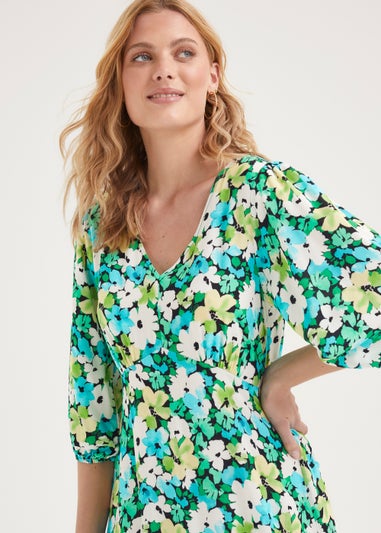 Green Floral Midi Dress