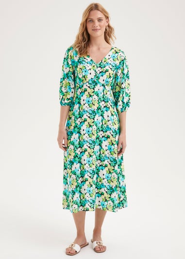 Green Floral Midi Dress