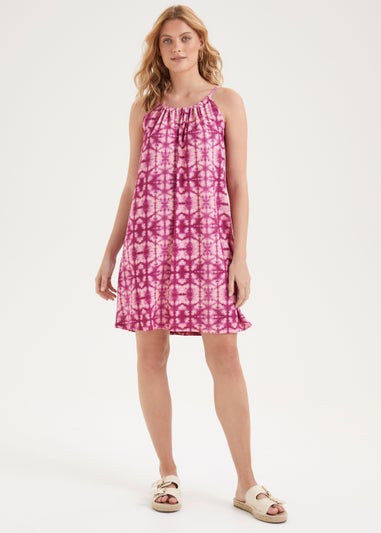 Pink Tie Dye Knee Length Dress