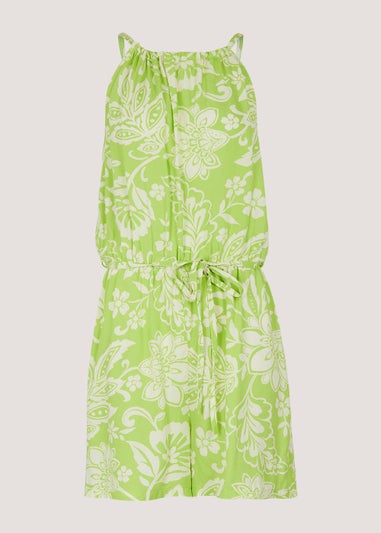 Lime Tropical Floral Playsuit