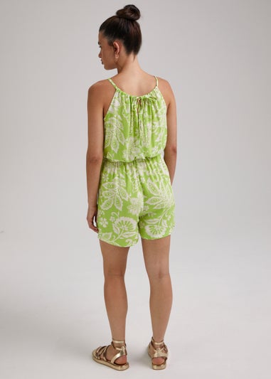 Lime Tropical Floral Playsuit