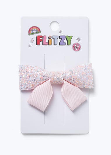 Muse Flitzy Pink Glitter Bow Clip