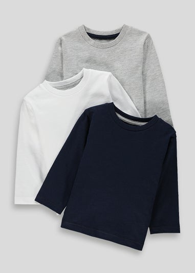 Boys 3 Pack Long Sleeve T-Shirts (3mths-5yrs)