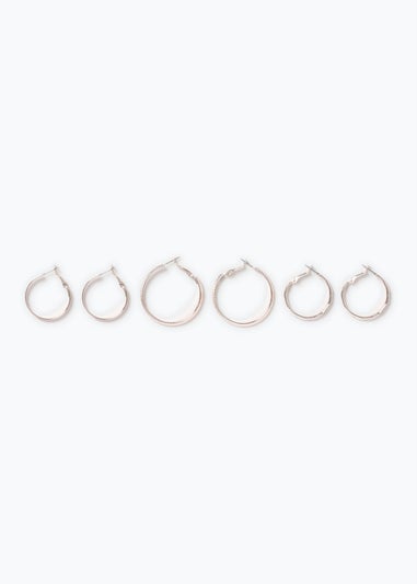 3 Pack Rose Gold Hoop Earrings