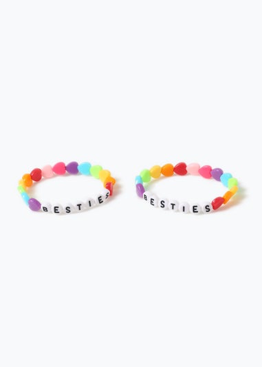 2 Pack Multicoloured Rainbow Bestie Bracelets