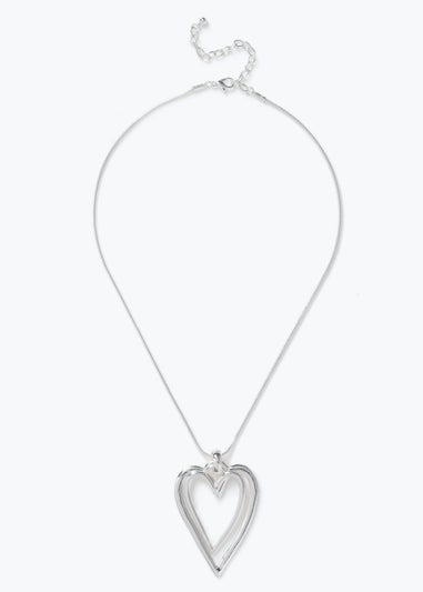 Silver Cut Out Heart Pendant Necklace