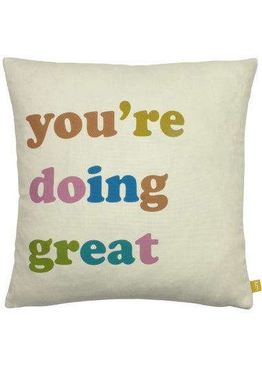 furn. Doing Great Slogan 100% Recycled Cushion (43cm x 43cm x 8cm)