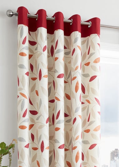 Fusion Beechwood Red Eyelet Curtains