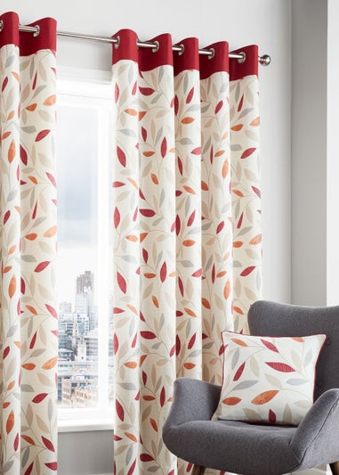 Fusion Beechwood Red Eyelet Curtains