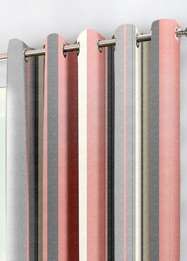 Fusion Whitworth Stripe Pink Eyelet Curtains