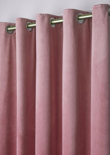 Laurence Llewelyn-Bowen Montrose Velvet Blackout Pink Eyelet Curtains