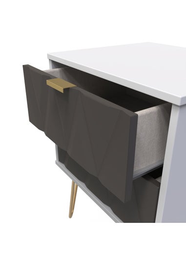 Swift Prism 2 Drawer Bedside Table (57cm x 45cm x 39.5cm)