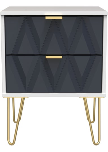Ready Assembled Prism 2 Drawer Bedside Table