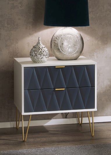 Swift Prism 2 Drawer Midi Bedside Cabinet (52.5cm x 39.5cm x 57cm)