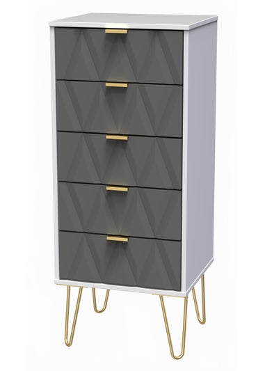 Swift Prism 5 Drawer Bedside Cabinet (107.5cm x 41.5cm x 39.5cm)