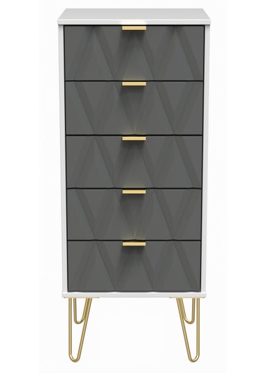 Swift Prism 5 Drawer Bedside Cabinet (107.5cm x 41.5cm x 39.5cm)