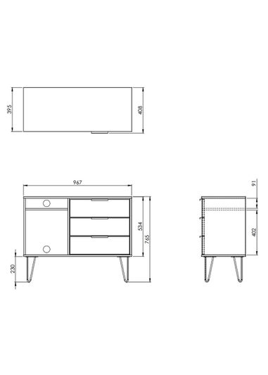 Swift Milano 3 Drawer TV Unit (74cm x 39.5cm x 97cm)