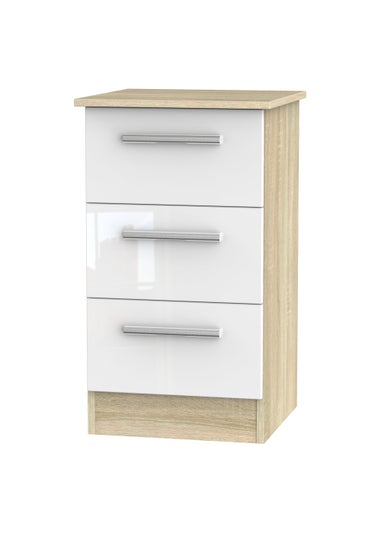 Swift Prague 3 Drawer Bedside Table (69.5cm x 41.5cm x 39.5cm)