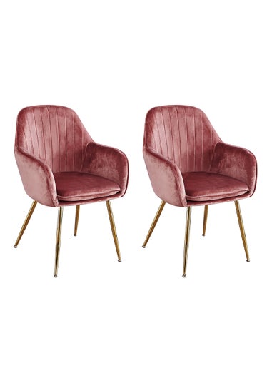 LPD Furniture Set of 2  Lara Dining Chairs Pink