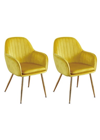 LPD Furniture Set of 2 Lara Dining Chairs Ochre