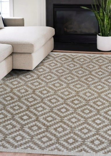 Homemaker Indoor/ Outoor Country Geo Tile Beige Runner