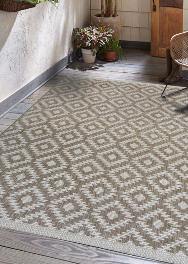 Homemaker Indoor/ Outoor Country Geo Tile Beige Runner