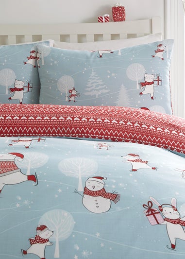 Fusion Christmas Kids Ice Skating Duvet Cover