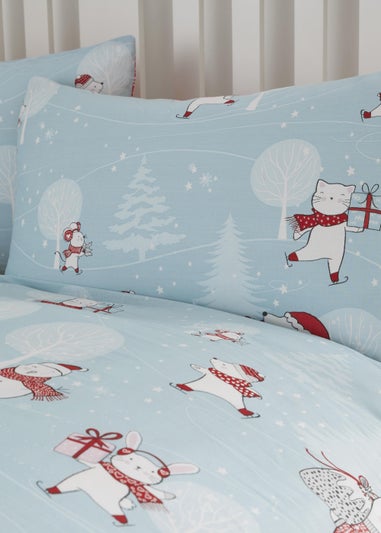 Fusion Christmas Kids Ice Skating Duvet Cover