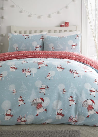 Fusion Christmas Kids Ice Skating Duvet Cover