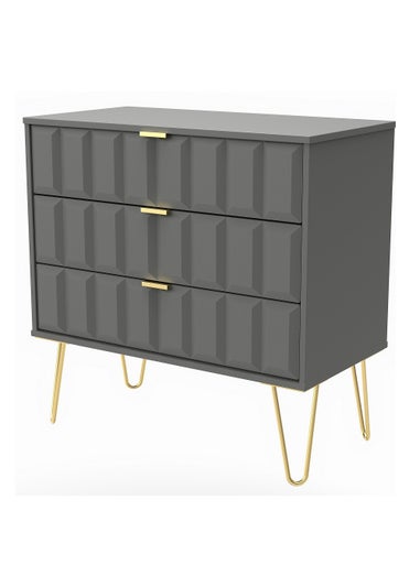 Ready Assembled Cube 3 Drawer Chest of Drawers