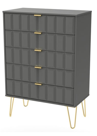 Ready Assembled Cube 5 Drawer Chest of Drawers