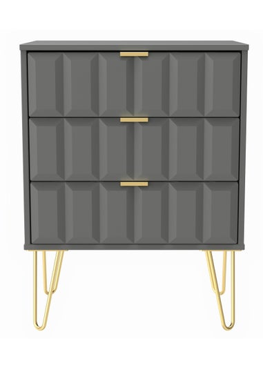 Swift Cube 3 Drawer Midi Chest of Drawers (74cm x 39.5cm x 57.5cm)