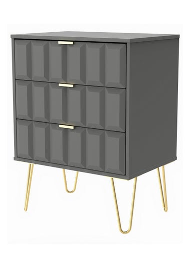 Swift Cube 3 Drawer Midi Chest of Drawers (74cm x 39.5cm x 57.5cm)