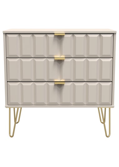 Ready Assembled Cube 3 Drawer Chest of Drawers