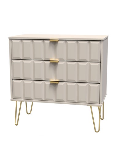 Ready Assembled Cube 3 Drawer Chest of Drawers