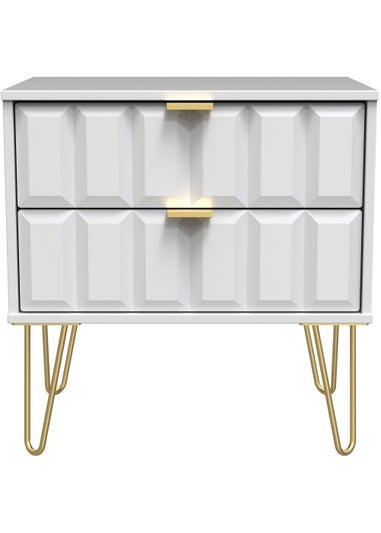 Swift Cube 2 Drawer Midi Bedside Cabinet (52.5cm x 39.5cm x 57cm)