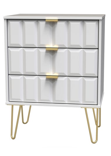 Swift Cube 3 Drawer Midi Chest of Drawers (74cm x 39.5cm x 57.5cm)