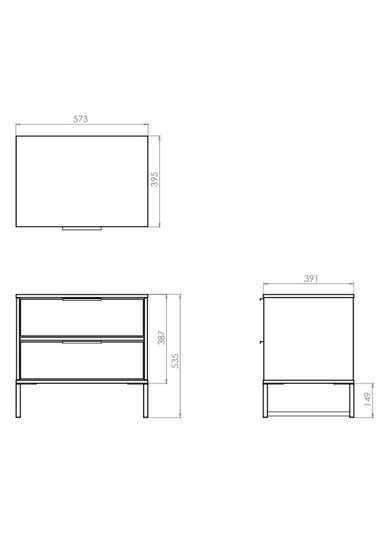 Swift Cordoba Double 2 Drawer Bedside Cabinet (54cm x 39.5cm x 57.5cm)
