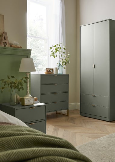 Swift Cordoba Double 2 Drawer Bedside Cabinet (54cm x 39.5cm x 57.5cm)