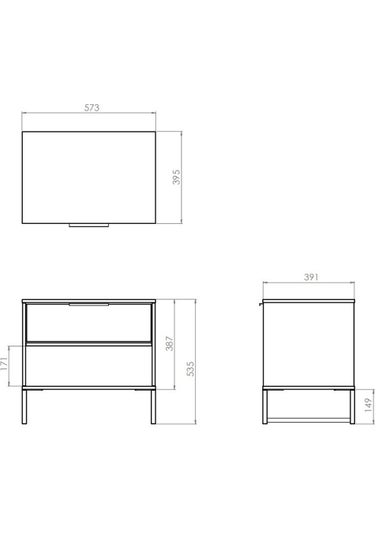 Swift Cordoba Double 1 Drawer Bedside Cabinet (54cm x 39.5cm x 57.5cm)