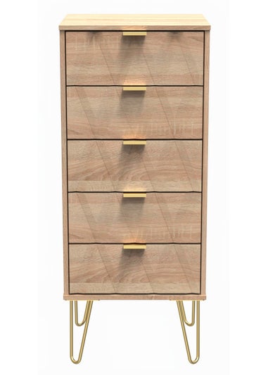 Swift Prism 5 Drawer Bedside Cabinet (107.5cm x 41.5cm x 39.5cm)